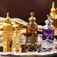 Bouteilles de présentation décoratives pour Attar, style arabe, en verre de 450 ml, avec bouchon plaqué or UV et estampage à chaud sur carton, pour huiles essentielles