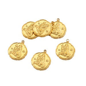 Colgante de Oro de 18K con Signo Zodiacal en PVD |   Medallón de las 12 Constelaciones para la Creación de Joyería DIY |   Impermeable, Hipoalergénico y Resistente a la Decoloración - Product Image 5