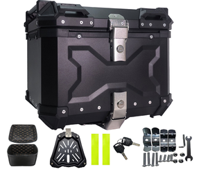 Boîte de transport noire en alliage d'aluminium pour moto, boîte supérieure pour la queue de moto, 55L - Product Image 6