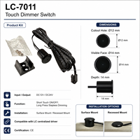 Interrupteur Tactile Centralisé OEM pour Éclairage de Meubles 12V 24V avec Capteur pour Systèmes d'Éclairage LED d'Armoires et Penderies LC-7011-24