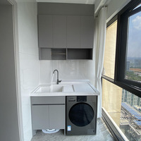 Sunrise Factory Balcon gris Armoire à linge Solution de blanchisserie peu encombrante Armoire d'évier à linge Armoire de balcon pour hôtel