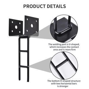 4x4 Heavy Duty <strong>Fence</strong> <strong>Post</strong> Anchor Base | Black Powder Coated Steel U-Shape <strong>Bracket</strong> <strong>Concrete</strong> Deck Pergola Outdoor Metal <strong>Bracket</strong> - Product Image 3
