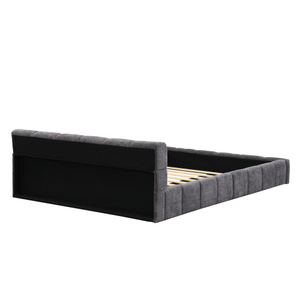 Modern Adjustable Fabric Upholstered Solid Teak Wood Frame Eco-Friendly Soft <b>Bed</b> Set - Product Image 5