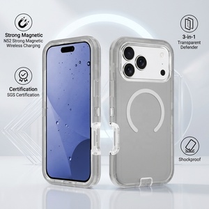 Nueva Funda Magnética Antigolpes para Móvil, Diseño Transparente tipo Armadura de PC, para <span class=keywords><strong>iPhone</strong></span> 17 Pro Max, 16, 15, 14, 13 - Product Image 1