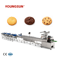 Ligne d'emballage horizontale automatique pour biscuits, gâteaux et craquelins avec tri, alimentation et conditionnement