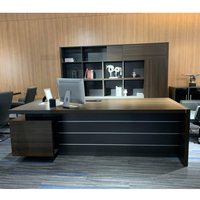 Ensemble de bureau de direction moderne en forme de L avec armoire latérale en bois - Bureau de direction avec fonctions de rangement