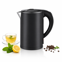 Bouilloire électrique à ébullition rapide 2000W, 2,3L, en acier inoxydable, chauffe-eau noir mat, prise EU, pour la maison et le bureau