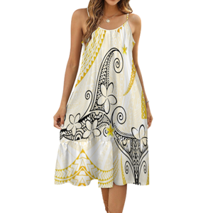 Stile pacifico isola Art canotta con cinturino da donna abito Casual con Logo estivo personalizzato abito senza maniche grande orlo abito da ballo - Product Image 4