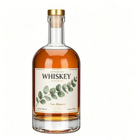 Bouteilles en verre Oslo vides et transparentes de 100 ml, 200 ml, 375 ml, 500 ml, 700 ml, 750 ml, 1 l pour spiritueux, liqueurs, vodka, avec bouchon en liège doré et étiquettes