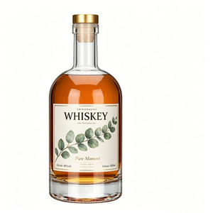 Bouteilles en verre Oslo vides et transparentes de 100 ml, 200 ml, 375 ml, 500 ml, 700 ml, 750 ml, 1 l pour spiritueux, liqueurs, vodka, avec bouchon en liège doré et étiquettes - Product Image 2