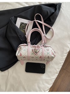 New PU Classic Chains Hand Carry Bag Women Fresh Sweet <b>Small</b> Boston Bag Single Shoulder Crossbody <b>Purse</b> - Product Image 5