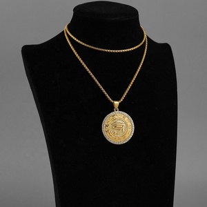 Pendentif Hip-Hop en Acier Inoxydable avec Cristal Transparent Œil d'Horus, Plaqué Or PVD, Fabrication de Bijoux - Product Image 5