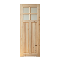 Soft Tone Solid Fir Glass Interior Door Warm Style Timber Door Matching Light Home Decoration