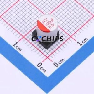 HV1V107M0607PZ ตัวเก็บประจุแบบแข็ง SMD, D6.3xL7.7 มม. ( ความจุ: 100uF ) ( ความแม่นยำ: 20% แรงดันไฟฟ้า: 35V ) - Product Image 1