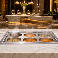 Bain-marie commercial encastrable rectangulaire en acier inoxydable 304 pour maintien au chaud des soupes et aliments pour buffet