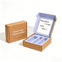Boîte en carton personnalisée avec impression de gribouillis bleus et logo de marque, boîte d'expédition pour les ensembles de produits de soin de la peau et de cosmétiques