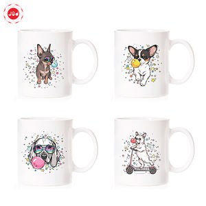 Taza de café de cerámica con diseño personalizado, calcomanía de gato y perro de dibujos animados - Product Image 4