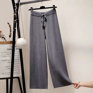 Nuovi Pantaloni Invernali ed Autunnali in Maglia a Taglia Unica a Gamba Larga Vita Alta con Taglio Dritto Verticale Lunghi da Donna - Product Image 4