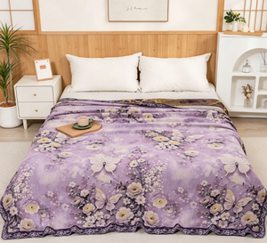 Couverture de lit écologique en chanvre pour usage domestique toute saison 220cm*240cm Danse des fleurs papillon Rêve - Product Image 4
