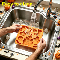Moules en silicone de qualité alimentaire pour chocolat d'Halloween, moules de cuisson 3D en silicone résistants au four, en forme de citrouille, de crâne et de fantôme pour la fête d'Halloween