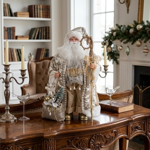 Nouvelle figurine de Noël Père Noël sur pied, style nordique, pour la famille, thème champagne - Product Image 2