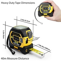 Télémètre laser 3 en 1 40m/130ft & 40ft/120in Instrument de mesure numérique Ruban à mesurer Distance Surface Volume Outil ABS