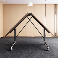 Bureau de travail portable extensible et pliable en bois - Table de conférence et de formation minimaliste à usage commercial, taille personnalisable