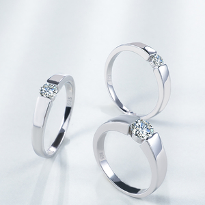 Joyería de plata personalizada par 0.5ct Moissanite anillos de diamante banda de Plata de Ley 925 de compromiso de boda <span class=keywords><strong>Gay</strong></span> anillos - Product Image 4