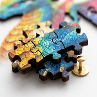 Boîte cadeau promotionnelle personnalisée avec logo, puzzle éducatif, art fantaisie dragon, impression CMYK sur carton gris, découpe de précision, finition mate