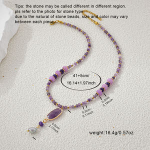 Collar con Colgante de Doble Capa de Amatista y Perla de Diseño Chic para Mujer, con Cuentas Incrustadas a la Moda - Product Image 5