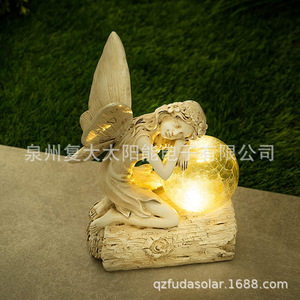 Lampe solaire de jardin féerique à LED en résine avec boule de verre, résistante à l'eau, pour extérieur, décorative - Product Image 3