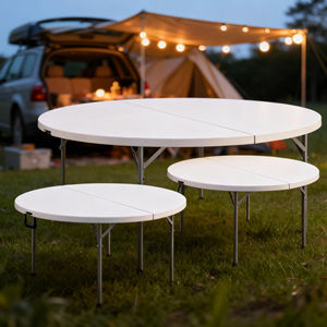 Tavoli Pieghevoli <span class=keywords><strong>da</strong></span> 72 Pollici con Gambe Rotonde Portatili in Acciaio, Cerniere per Tavoli <span class=keywords><strong>da</strong></span> Cucina e Sala <span class=keywords><strong>da</strong></span> Pranzo - Product Image 1