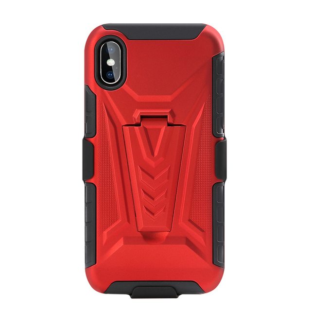Flying 3 In1 Heavy Duty Robot Rugged Back Electroplated Stainless Steel Holster Cover Built-in Kickstand Mobile Phone Case