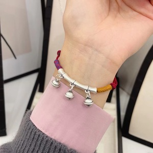 Rising Step By Step Bell <b>Bracelet</b> 999 Pure Silver Bamboo Woven Red <b>Rope</b> Women Gift For Wealth And Good Fortune - Product Image 3