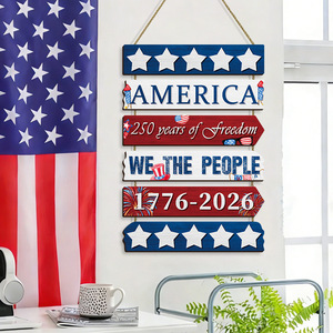 <span class=keywords><strong>D</strong></span>écoration patriotique du 4 juillet, Jour de l'Indépendance, en forme de rectangle, drapeau américain, art mural pour porte, panneau mural en bois pour le 250e anniversaire - Product Image 3