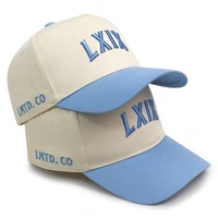 Casquette de baseball avec logo brodé en relief 3D, casquettes de baseball bicolores, casquettes de sport en coton personnalisées à 5 panneaux style A-Frame