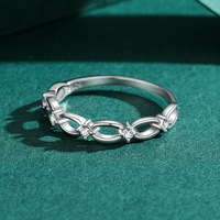 Bague en argent 925 avec cercles entrelacés, bague géométrique ajourée en argent sterling, bague empilable