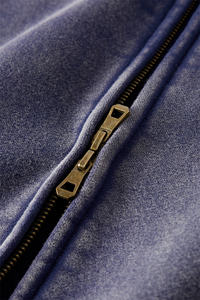 Streetwear rétro unisexe épaule tombante pour hommes Vintage lavé à capuche et pantalons de survêtement ensemble surdimensionné Double fermeture éclair à capuche - Product Image 2