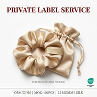 Pochette à cordon en soie couleur champagne pour chouchous à cheveux en soie de mûrier pour femmes, avec emballage cadeau personnalisé pour marque privée, vente en gros