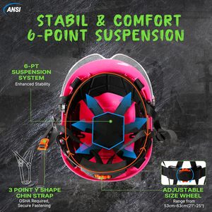 Casque de sécurité rose avec visière réglable 53-63 cm, homologué ANSI Z89.1 OSHA Type 1 Classe C, léger et sûr - Product Image 5