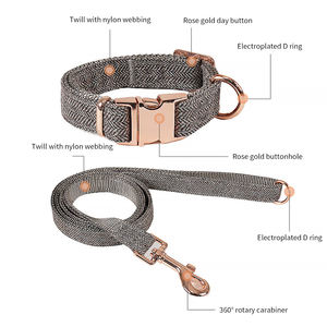 OKKPETS venta al por mayor <span class=keywords><strong>collar</strong></span> de perro correa de sarga fuerte resistente al desgaste <span class=keywords><strong>collar</strong></span> de perro de nylon de oro rosa - Product Image 4
