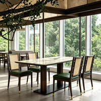 Ensemble de salle à manger en rotin durable sur le thème de la nature sauvage moderne, conçu pour les restaurants et bistrots à thème élégants