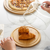 Support à gâteau en verre avec base en bois d'acacia, 7 tailles de 13 à 30 cm, cloche, plateau en bambou, présentoir pour fromages, desserts, pâtisseries, boulangerie