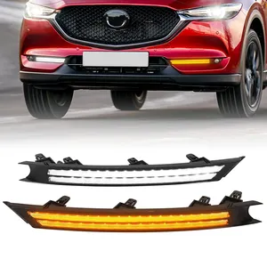 Color Dual doble fila de luz LED DRL corriente diurna ámbar señal para Mazda CX-5 cx5 cx8 2017 - 2021