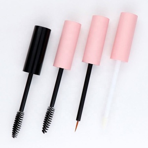 Portable Thin Eyebrow Gel Container 10ml Pink Tube Round Shape Vials Makeup Packaging with Mascara Brush - Product Image 4