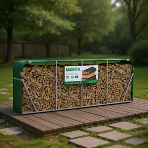 Miabia Steel <b>Log</b> <b>Holder</b> 118.1x17.7x39.4 Green Powder Coated Fireplace Wood Storage - Product Image 2