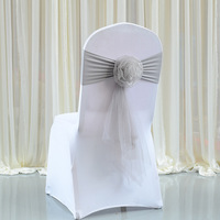Offres Spéciales décoration de mariage fleur chaise ceintures arc Spandex chaise ceinture pour banquet fête événements