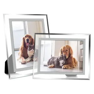 customized crystal glass gold photo frame 4X6 5X7 8x10 11X14 Picture Frame Glass for Tabletop Display Vertical or Horizontal