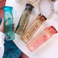 Groothandel 500Ml Diamant Glazen Waterfles Custom Logo Transparant Lekvrij Handig Kid 'S Back School Cup Direct Drinken