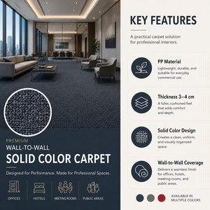 Solid Color Wall to Wall <b>Carpet</b> Hotel <b>Carpet</b> Commercial Office Use Tufted Low Pile Polypropylene Stain Resistant - Product Image 5